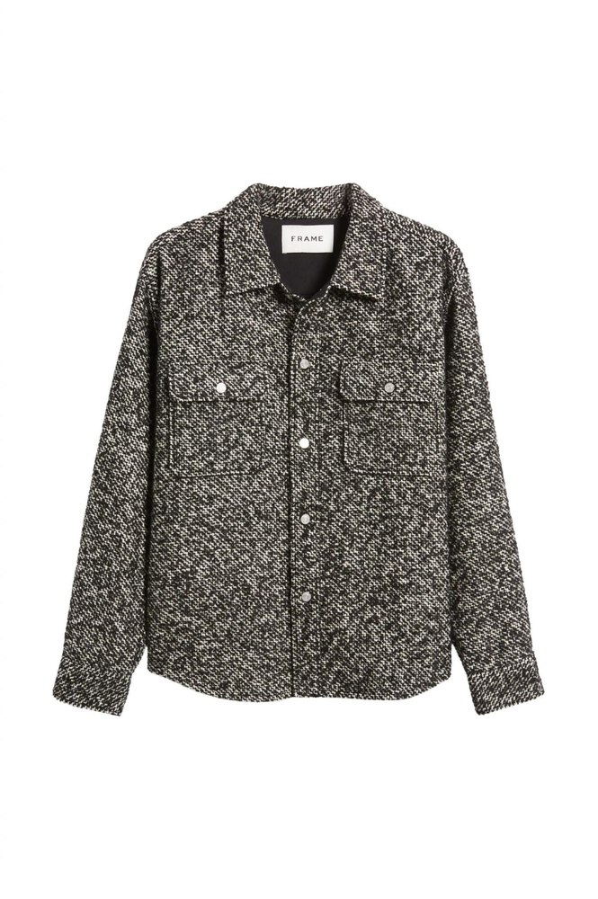 Men’s Tweed Textured Overshirt Jacket In Grey