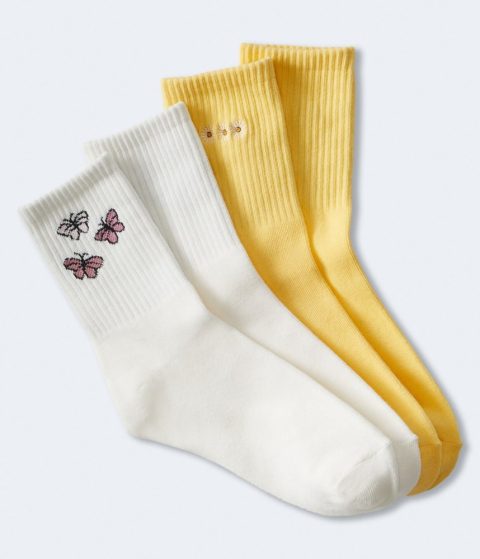 Aeropostale Daisy & Butterfly Crew Sock 2-Pack