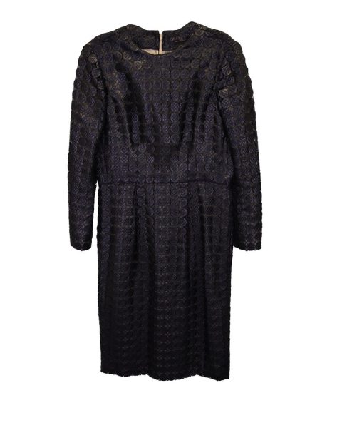 Giambattista Valli Lace Print Midi Dress in Black Viscose 7748750475324