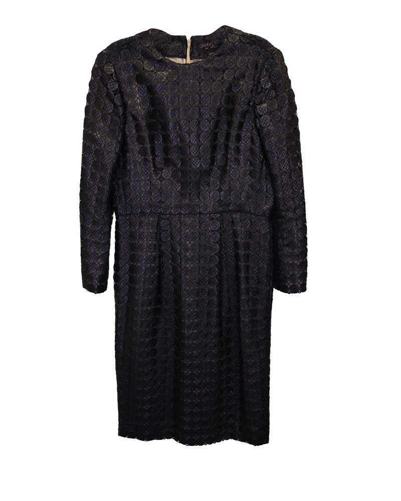Giambattista Valli Lace Print Midi Dress in Black Viscose 7748750475324