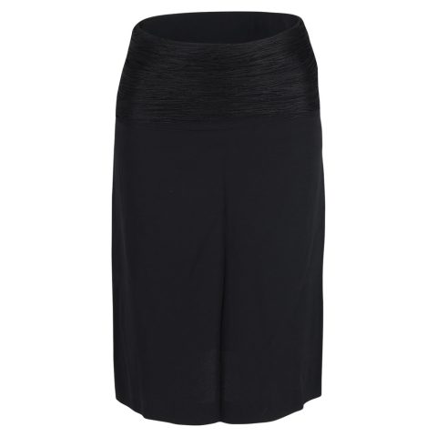 Jil Sander Ruched Waist Skirt in Black Wool 7748752441404