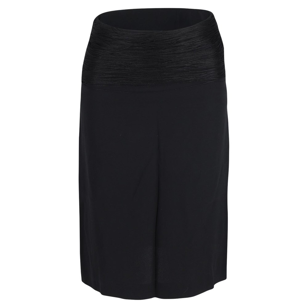 Jil Sander Ruched Waist Skirt in Black Wool 7748752441404
