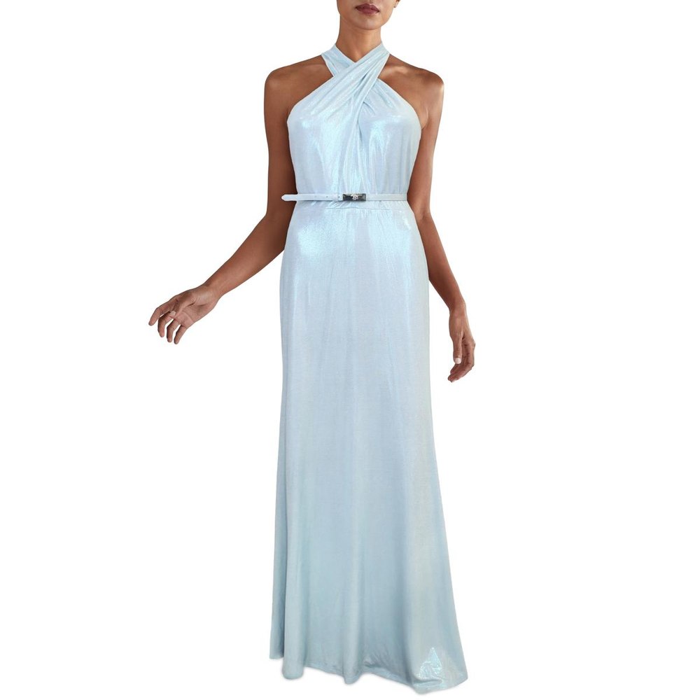 Metallic Sleeveless Evening Dress