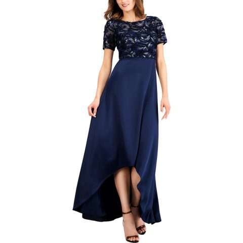Metallic Embroidered Evening Dress