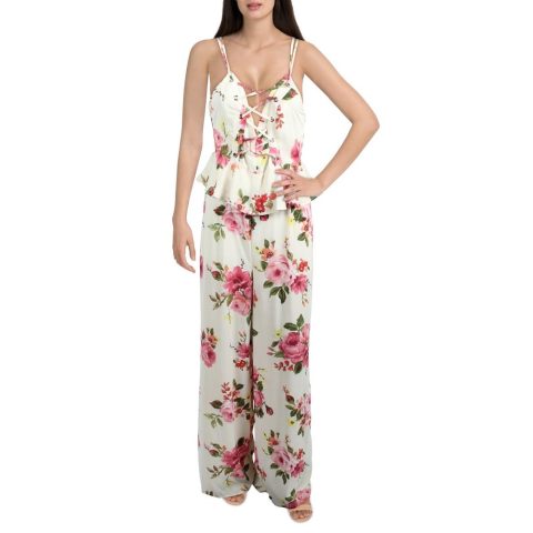Floral Double V Jumpsuit