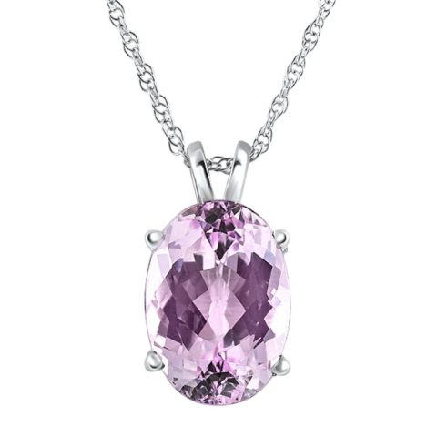 5Ct Purple Amethyst Oval Pendant 14k Gold Women’s Necklace 18
