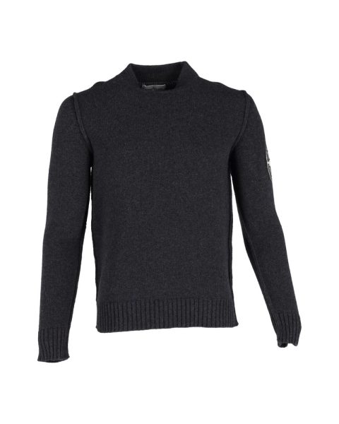 Stone Island Logo Embroidered Sweater in Grey Wool 7748754243644