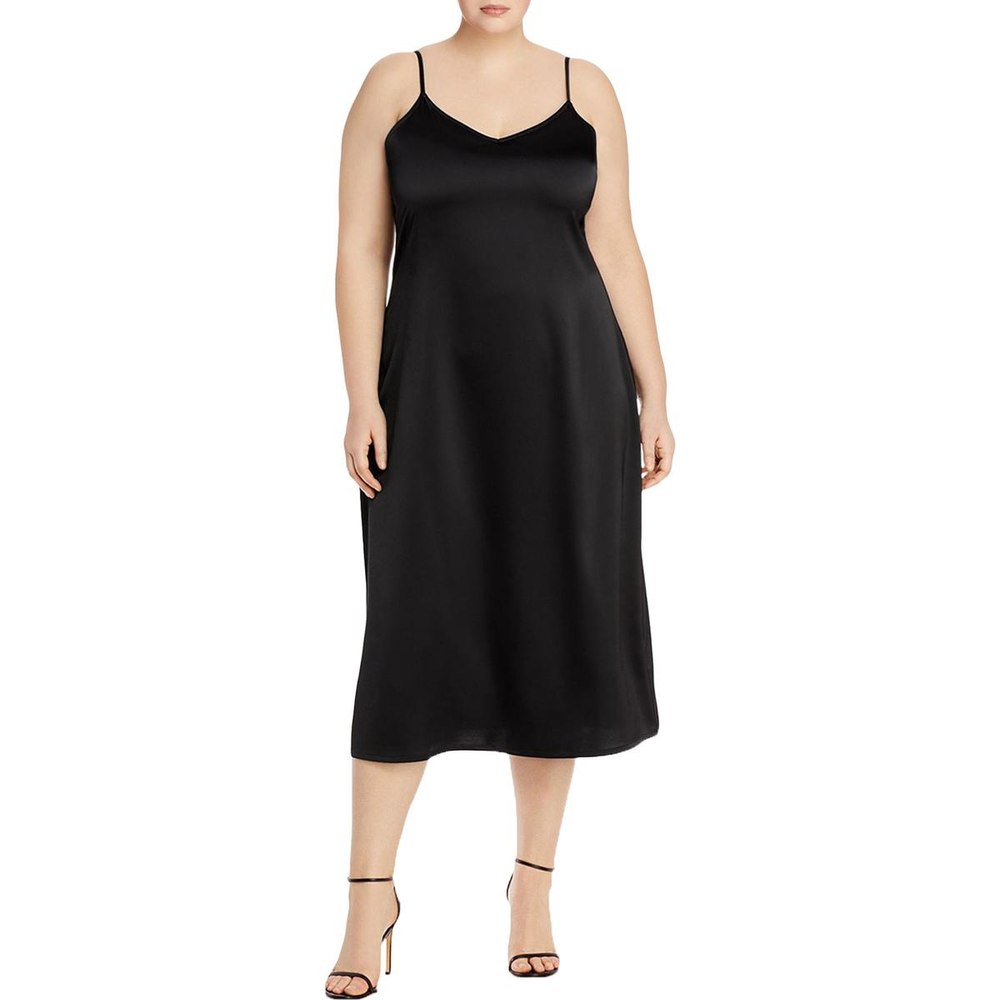 Plus Crepe Satin Slip Dress