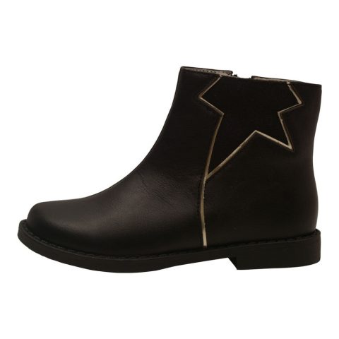Girls Black Star Cut Out Leather Lined Ankle Boots 7 Toddler-4 Kids