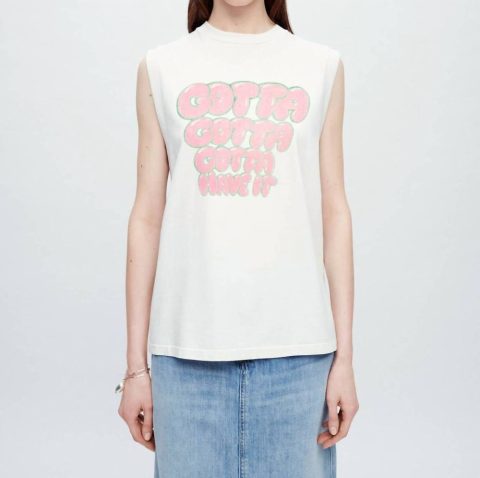 Oversized Muscle Tank Tee In Vintage White