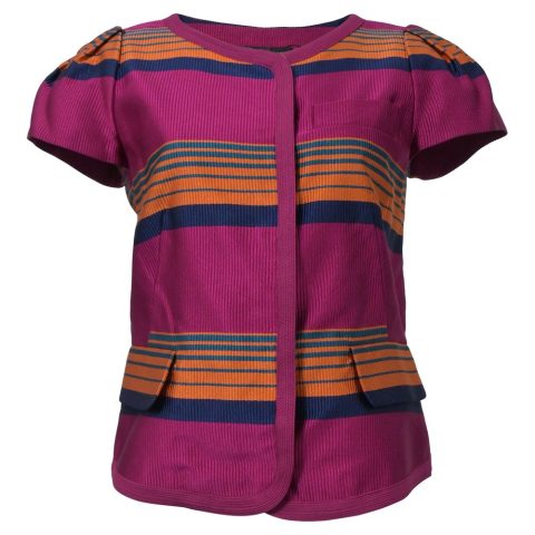 Marc by Marc Jacobs Striped Short Sleeve Blouse in Multicolor Polyester 7748753391676