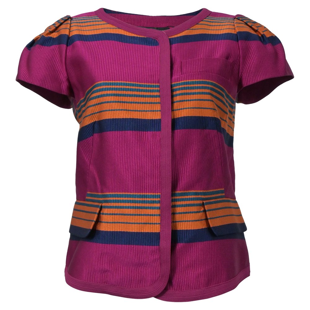 Marc by Marc Jacobs Striped Short Sleeve Blouse in Multicolor Polyester 7748753391676