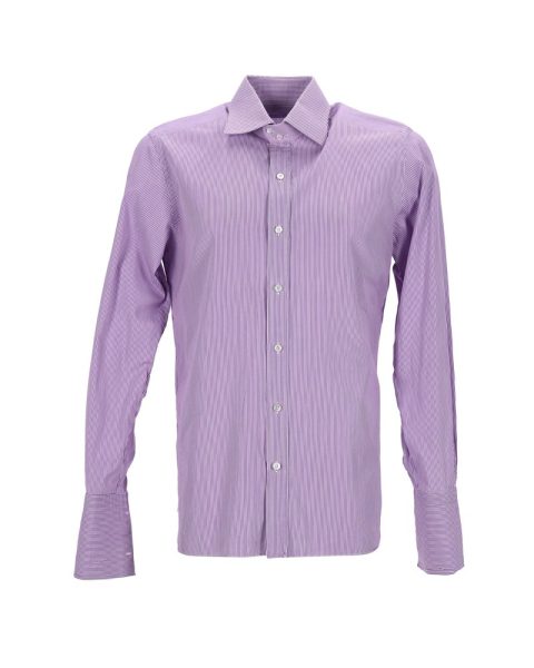 Tom Ford Striped Shirt in Purple Cotton 7748754505788