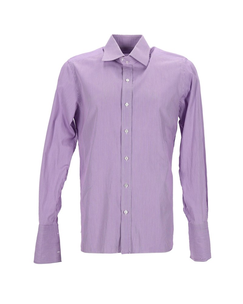 Tom Ford Striped Shirt in Purple Cotton 7748754505788