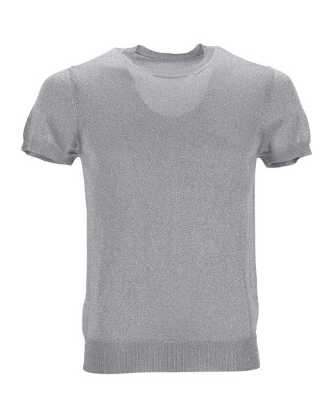 Dsquared2 Metallic Rib Knit T-shirt in Silver Polyester 7748755357756