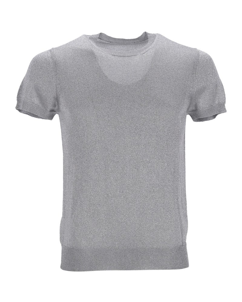 Dsquared2 Metallic Rib Knit T-shirt in Silver Polyester 7748755357756