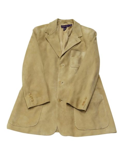 Ralph Lauren Purple Label Single Breasted Jacket in Brown Suede 7748756865084
