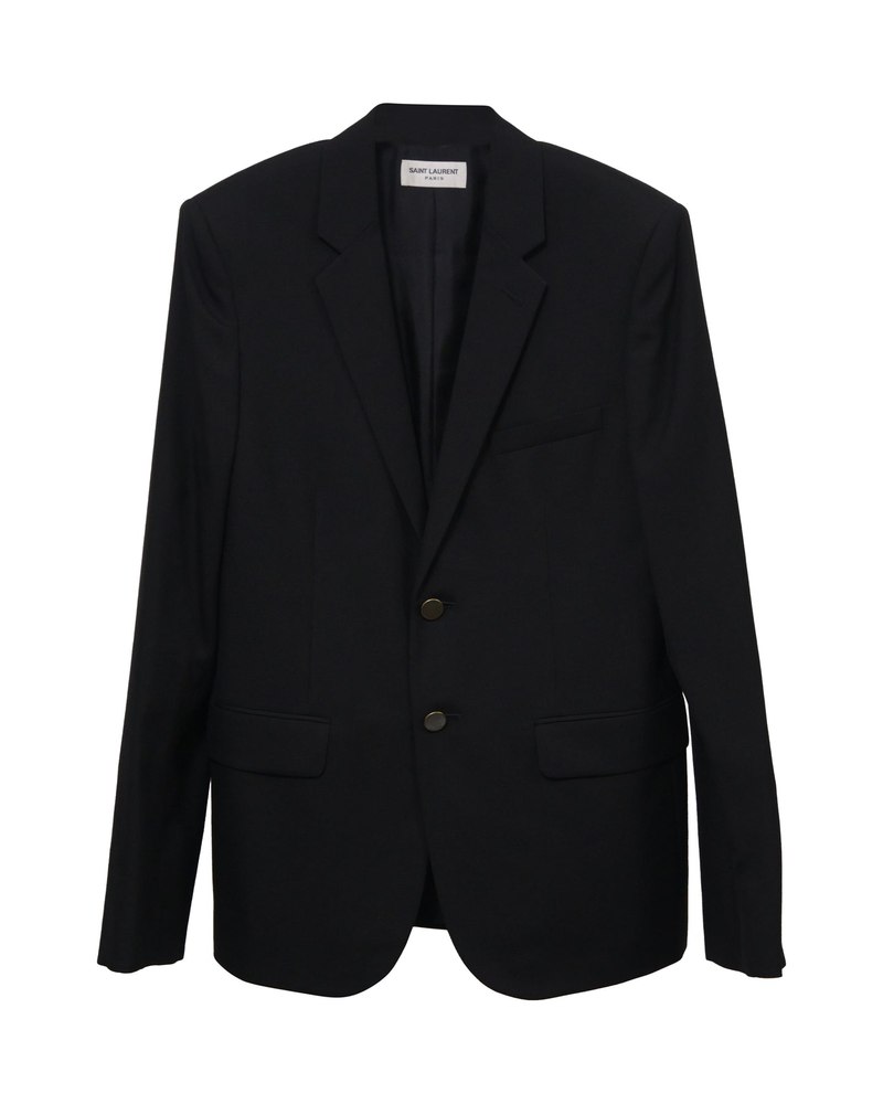 Saint Laurent Single-Breasted Blazer in Black Wool 7748756897852