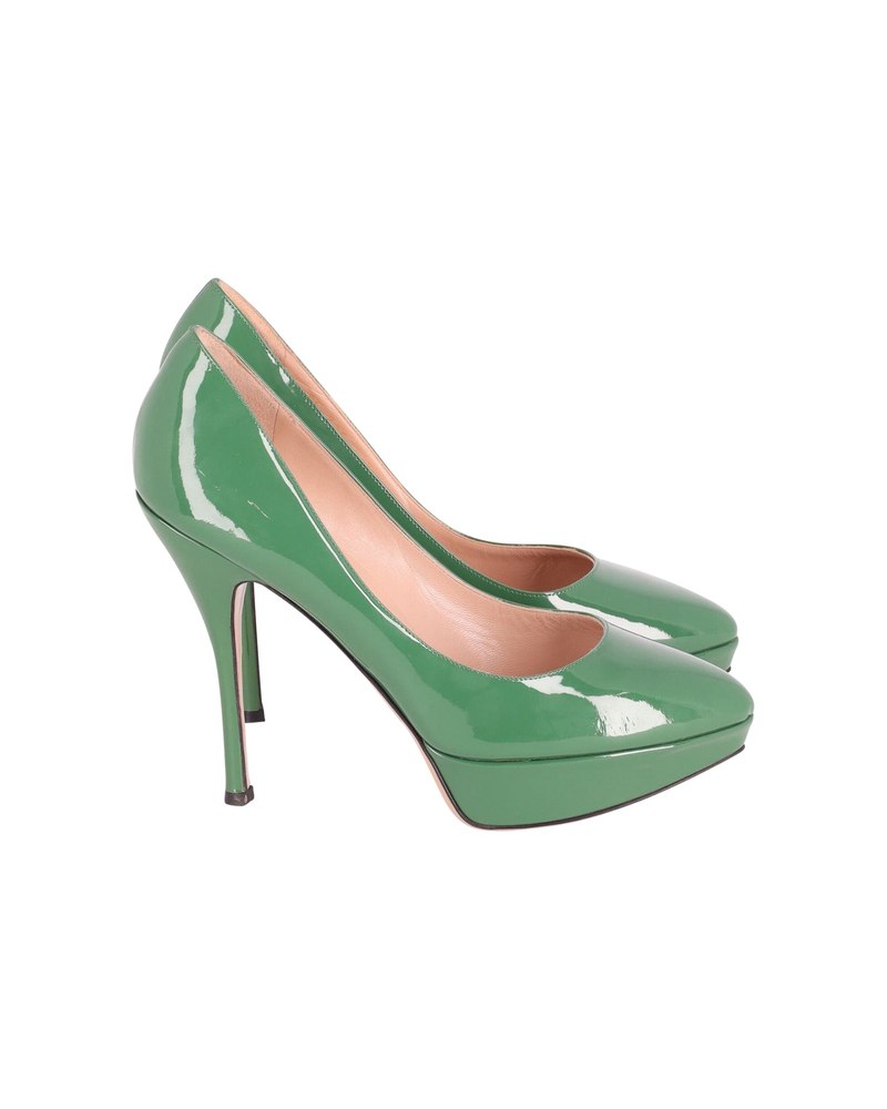 Valentino Platform Pumps in Green Patent Leather 7748756078652
