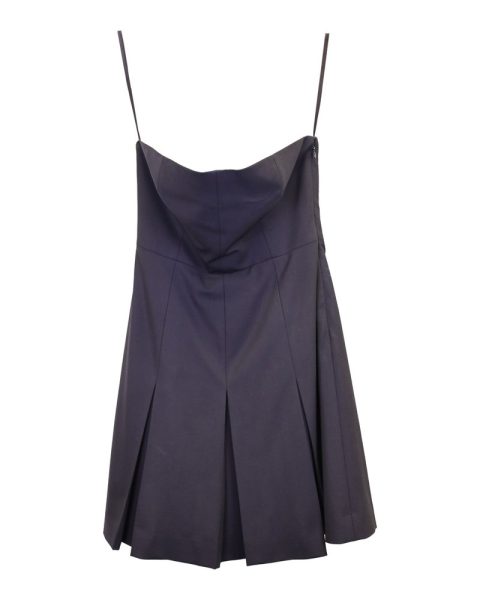 Theory Strapless Pleated Mini Dress in Black Wool 7748756930620