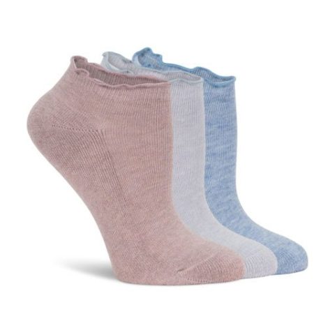 Lemon Women’s 3 Pack 1/2 Terry Cloud Lettuce Edge Low Cut Sock