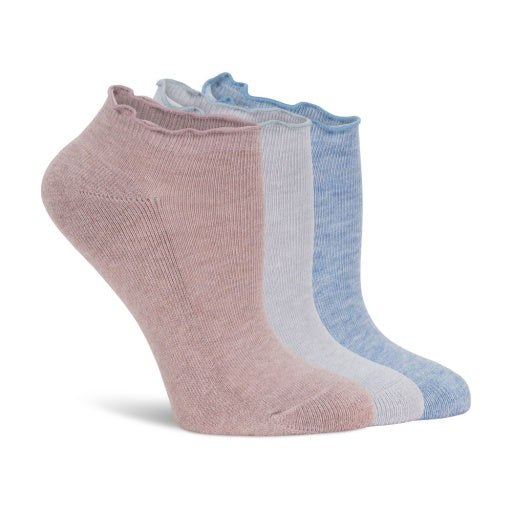 Lemon Women’s 3 Pack 1/2 Terry Cloud Lettuce Edge Low Cut Sock