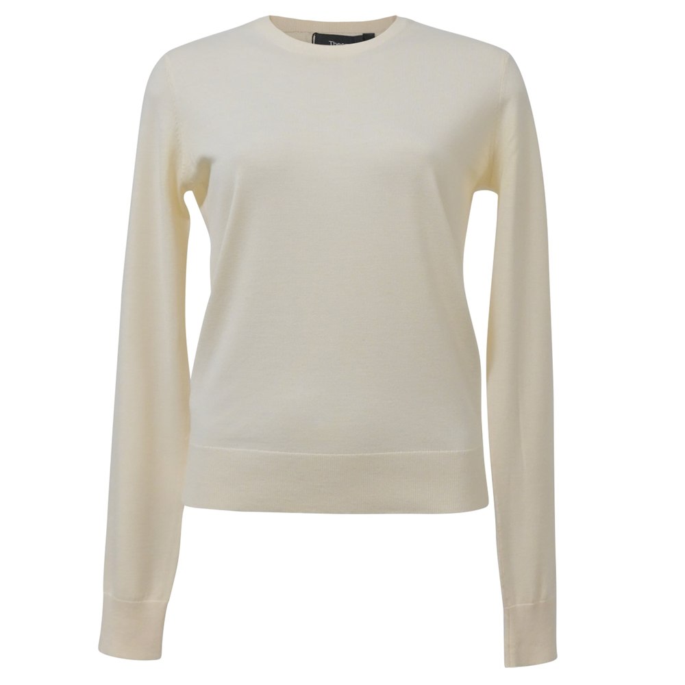 Theory Crewneck Regal Sweater in Ivory Wool 7748757684284