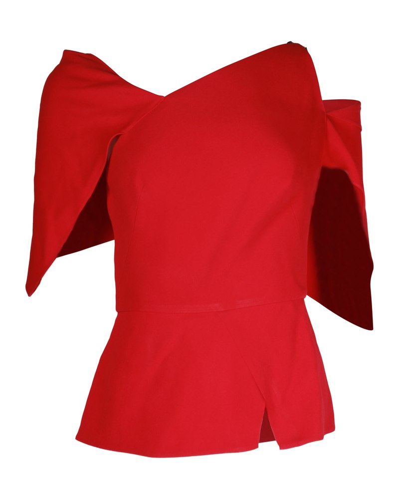 Roland Mouret Asymmetric Peplum Top in Fuchsia Pink Viscose 7748758339644
