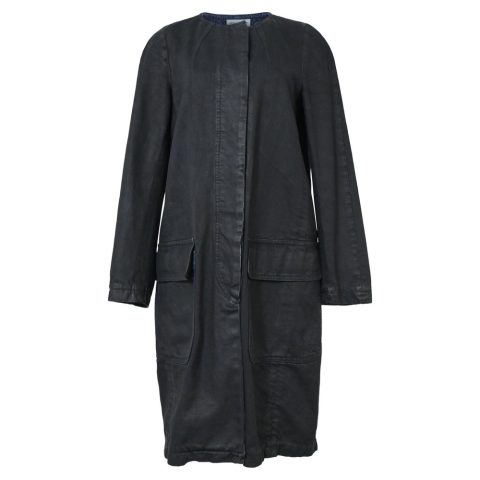 Dries Van Noten Long Coat in Black Cotton 7748758143036