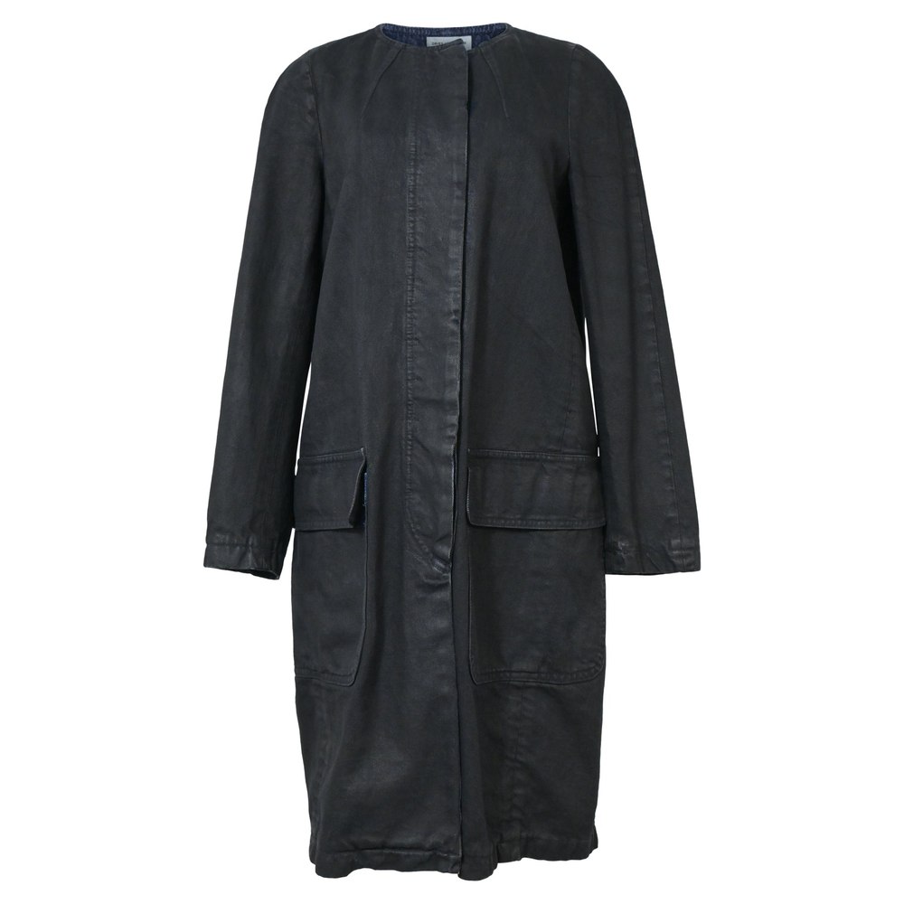 Dries Van Noten Long Coat in Black Cotton 7748758143036