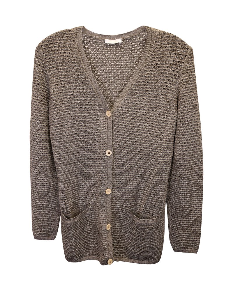 Chloé Buttoned Metallic Cardigan in Gold Viscose 7748758306876
