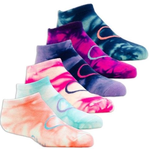 Skechers Girl’s 6 Pack Non Terry Tie Dye Low Cuts