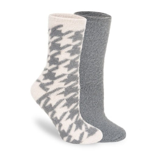 Lemon Women’s 2 Pack Long Fur Herringbone Crew Socks