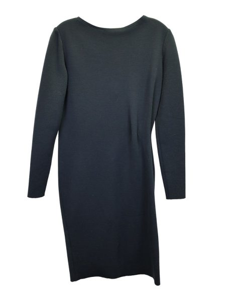 Lanvin Jersey Dress with Pin Detail in Green Wool 7748759519292