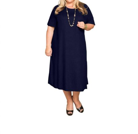Belle Rayon Plus Size Dress In Blueberry
