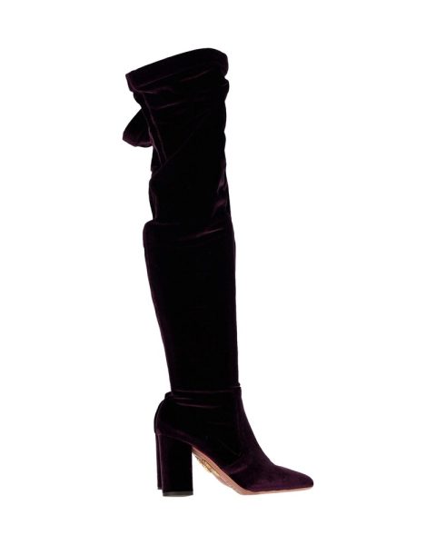 Aquazzura Knee Boots in Violet Velvet 7748759879740