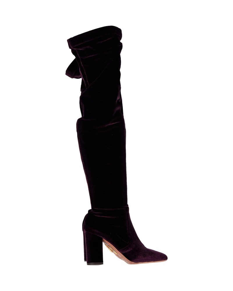 Aquazzura Knee Boots in Violet Velvet 7748759879740