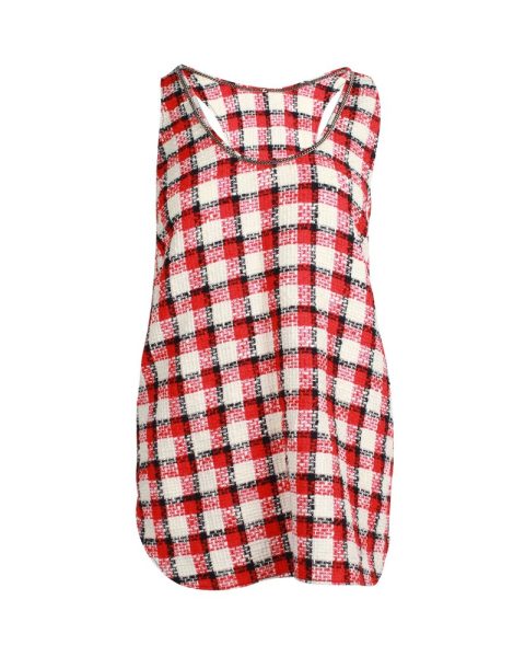 N°21 Racerback Plaid Tank Top in Red Print Cotton 7748765188156