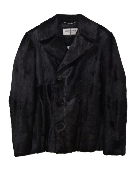 Saint Laurent Double-Breasted Jacket in Black Goat Hide 7748760600636