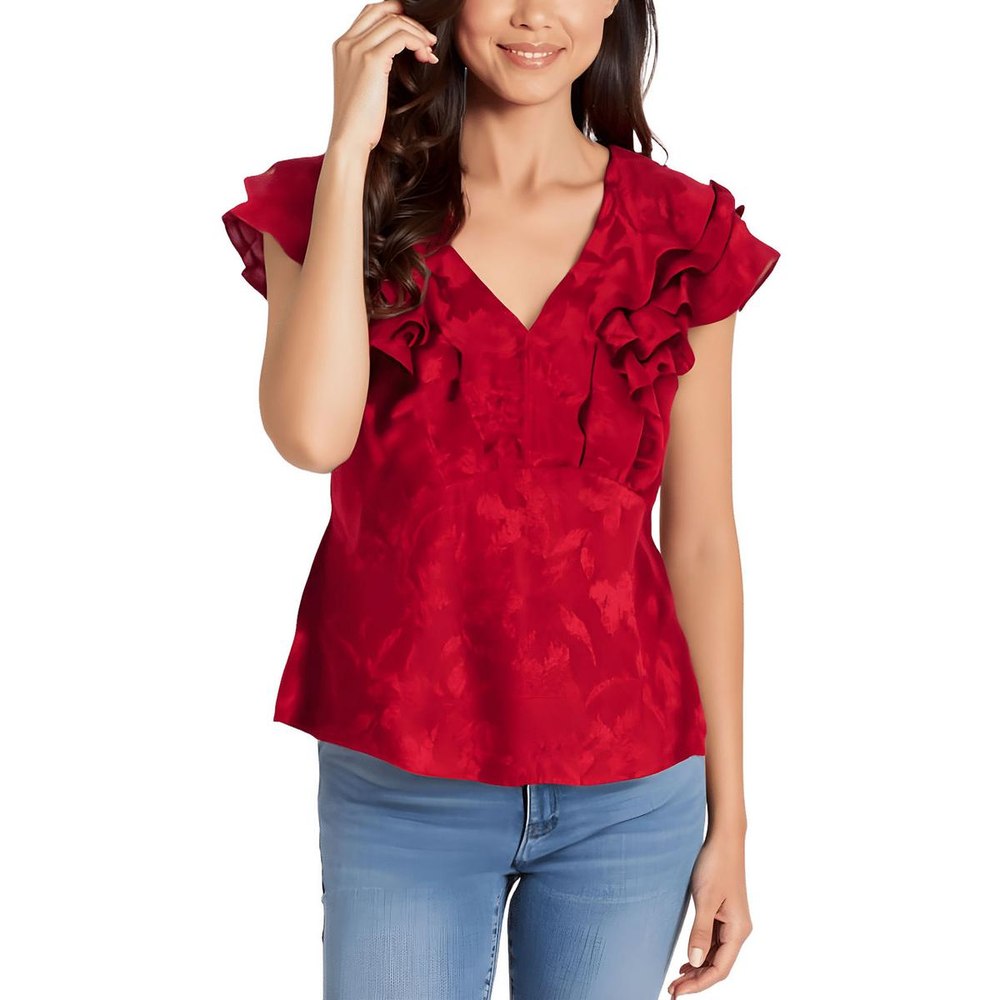 Ruffled Satin Peplum Top