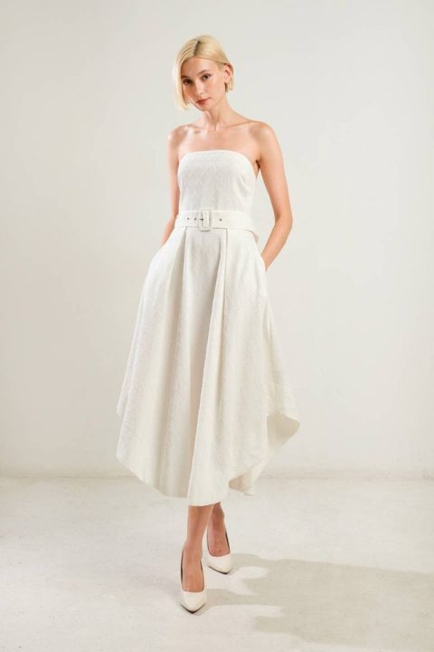 LIFE’S COMPASS WOVEN MIDI DRESS