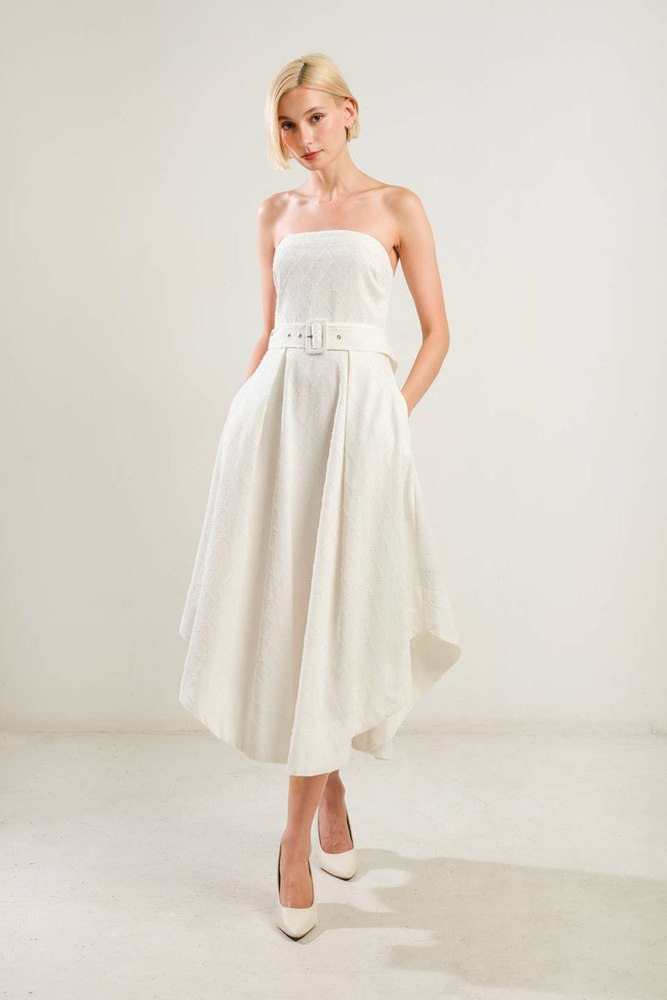 LIFE’S COMPASS WOVEN MIDI DRESS