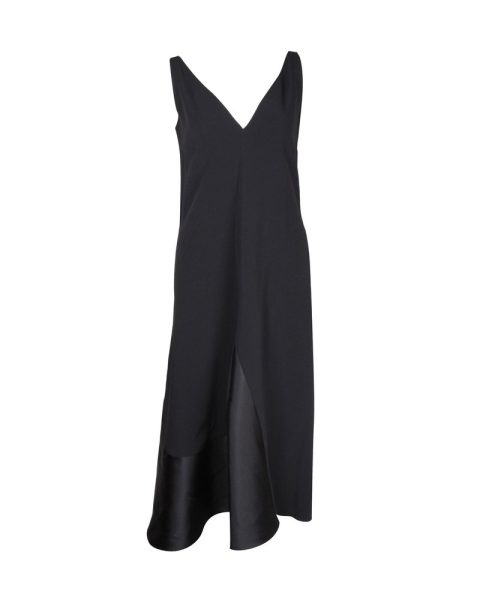 Stella McCartney V-neck Midi Dress in Black Viscose 7748766466108