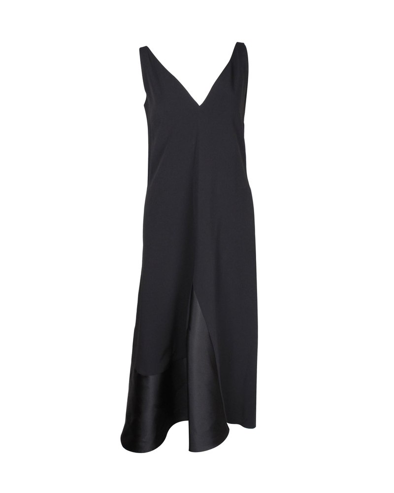 Stella McCartney V-neck Midi Dress in Black Viscose 7748766466108