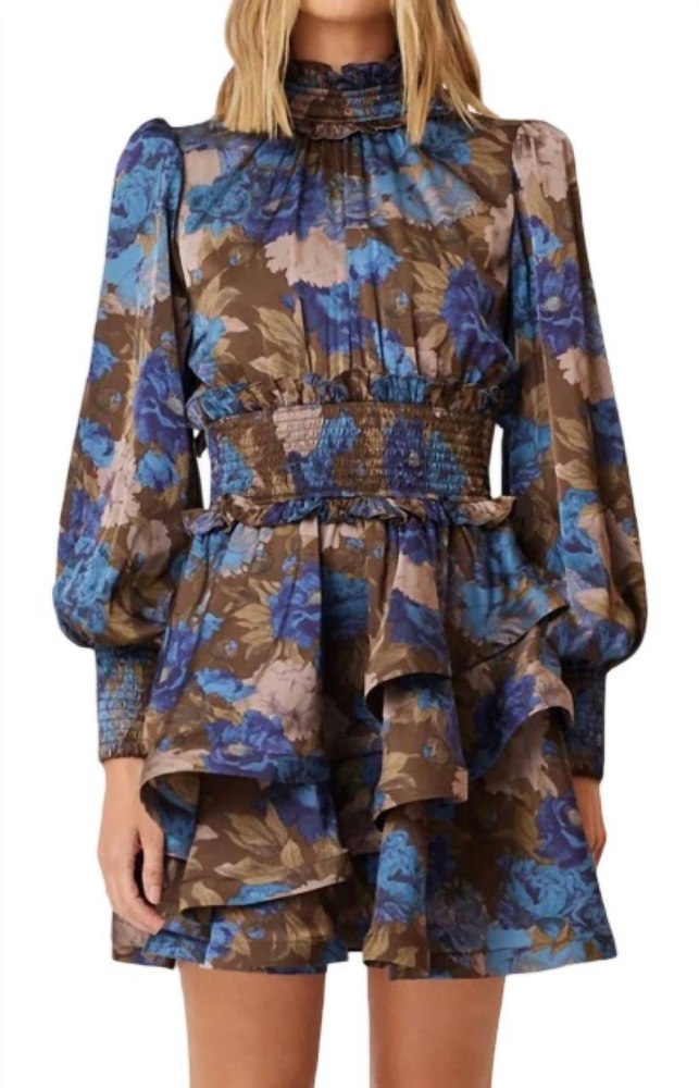 Erin Day Dress In Brown Multi