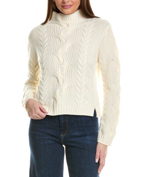 Hannah Rose Chunky Cable Funnel Neck Wool & Cashmere-Blend Sweater 7823806169148
