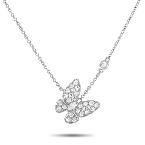 LB Exclusive 18K White Gold 0.71ct Diamond Butterfly Necklace ANK-14951-2