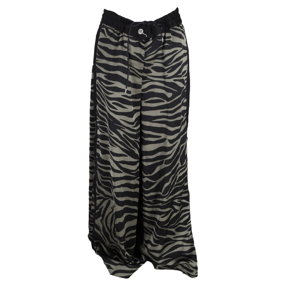 Sacai Patterned Wide Leg Trousers in Animal Print Polyester 7748771774524