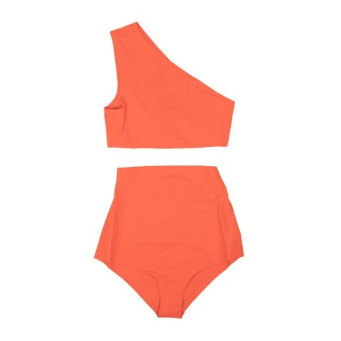 Orange One Shoulder Bikini Swim Suit