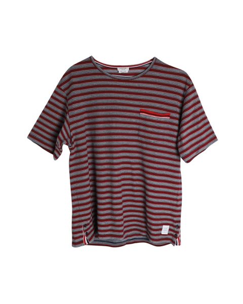 Thom Browne Banner Stripe Pocket T-shirt in Multicolor Cotton